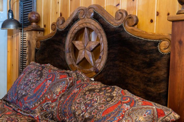 Wooden Bed with Pillows