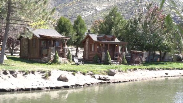 Small cabins near a river